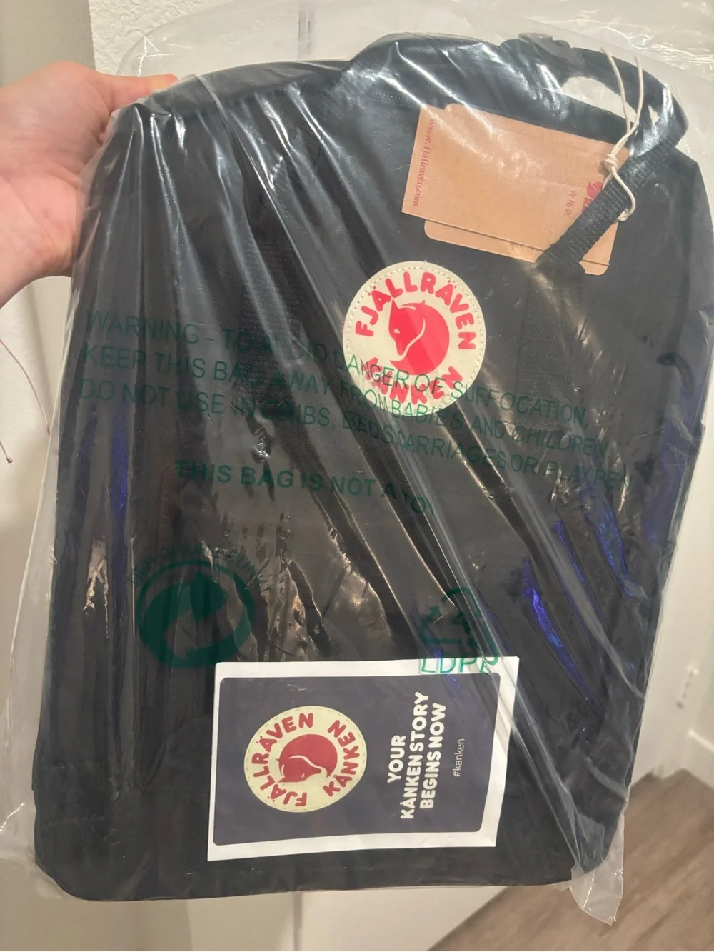 Fjallraven Kanken Backpack - Black with Red Logo